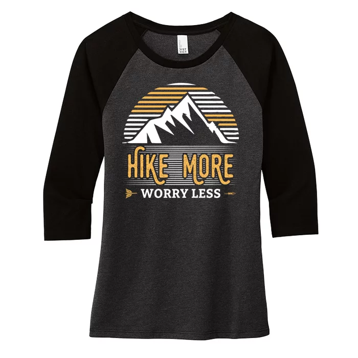 Hike More Worry Less Women's Tri-Blend 3/4-Sleeve Raglan Shirt