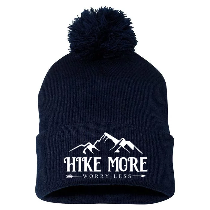 Hike More Worry Less Pom Pom 12in Knit Beanie