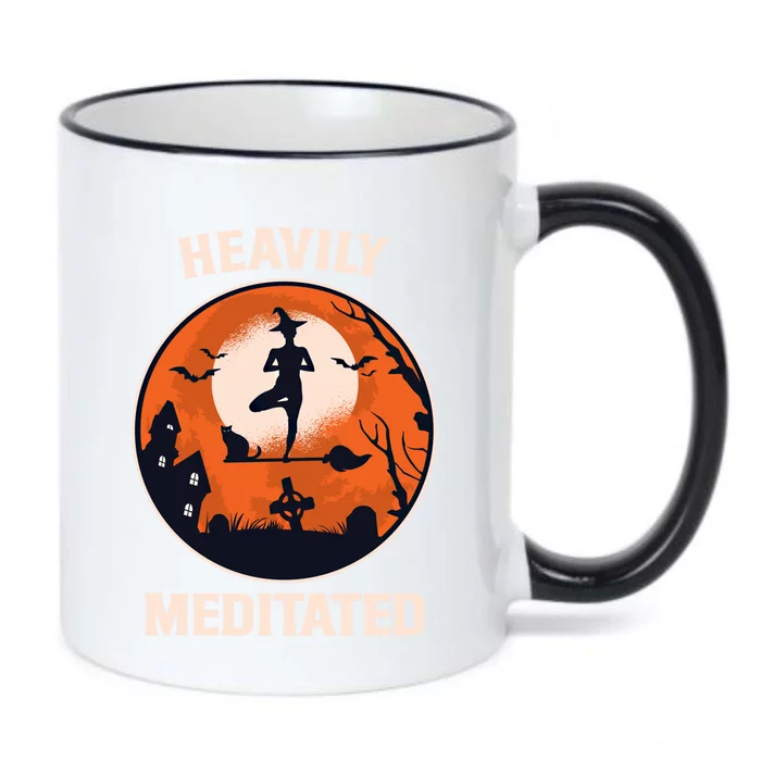 Heavily Meditated Witch Yoga Pose Halloween Gift Black Color Changing Mug