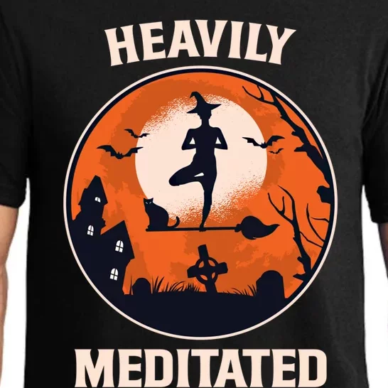 Heavily Meditated Witch Yoga Pose Halloween Gift Pajama Set