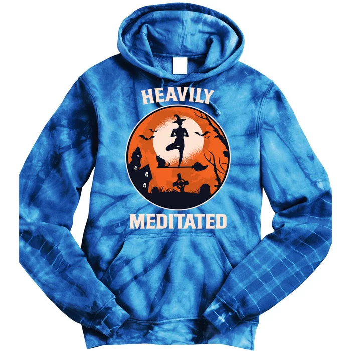 Heavily Meditated Witch Yoga Pose Halloween Gift Tie Dye Hoodie