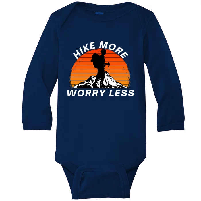 Hike More Worry Less, Social Distancing, Hiking, Nature, Camping Baby Long Sleeve Bodysuit