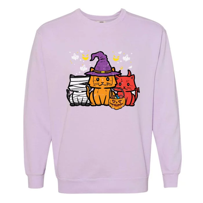 Halloween Mummy Witch Cats Costume Gift Garment-Dyed Sweatshirt