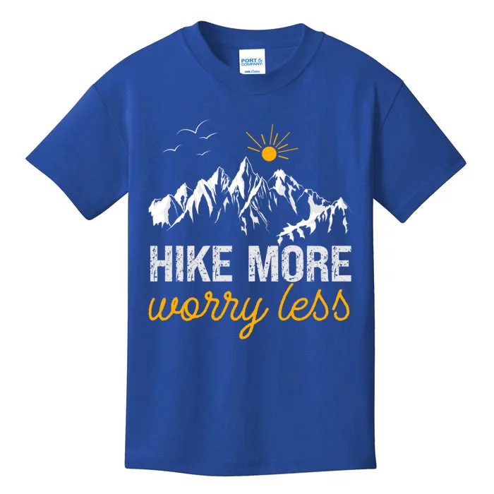 Hike More Worry Less Acitivity Camping Hiking Great Gift Kids T-Shirt