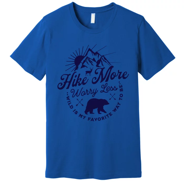 Hike More Worry Less Camping Summer Vacation Mountain Gift Premium T-Shirt