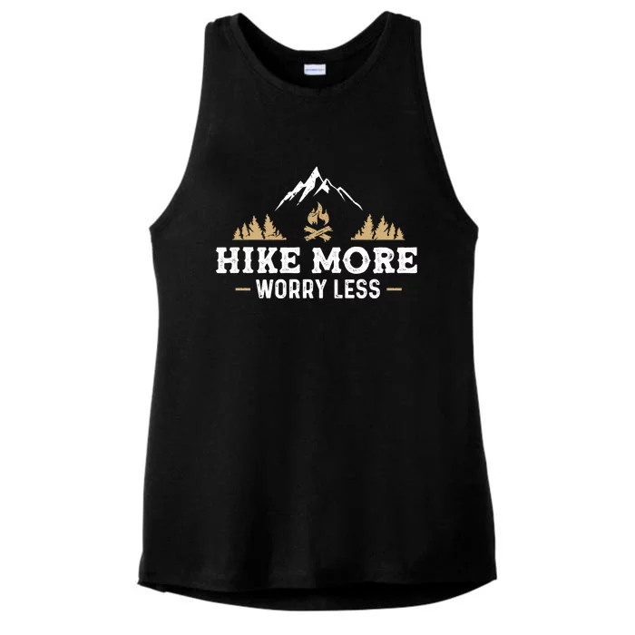 Hike More Worry Less Funny Hiking Camping Lover Camper Hiker Cute Gift Ladies Tri-Blend Wicking Tank