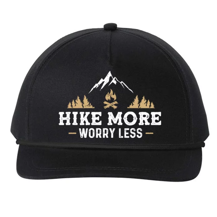 Hike More Worry Less Funny Hiking Camping Lover Camper Hiker Cute Gift Snapback Five-Panel Rope Hat