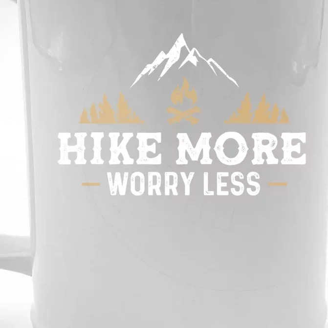 Hike More Worry Less Funny Hiking Camping Lover Camper Hiker Cute Gift Front & Back Beer Stein