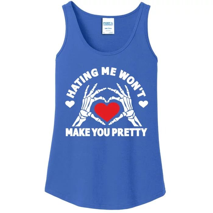 Hating Me Wont Make You Pretty Skeleton Hand Heart Gift Ladies Essential Tank