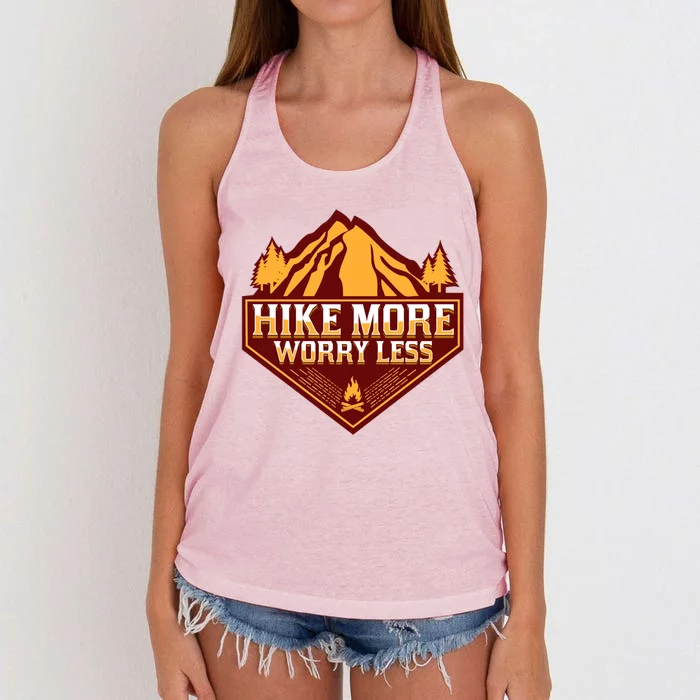 Hike More Worry Less Gift For Hikers Funny Hiking Camping Cool Gift Women's Knotted Racerback Tank