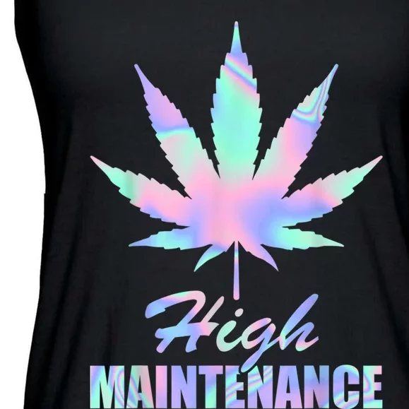 High Maintenance Weed Cannabis Pocket 420 THC Stoner Gift Ladies Essential Flowy Tank