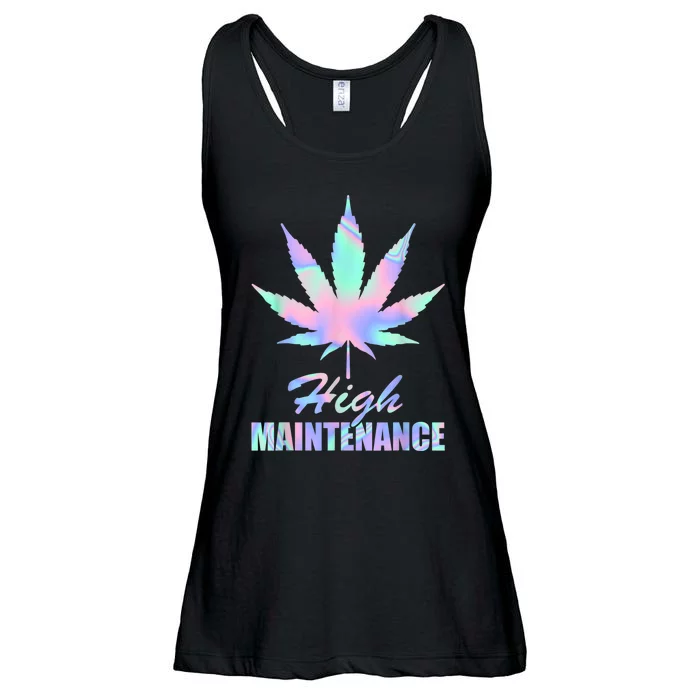 High Maintenance Weed Cannabis Pocket 420 THC Stoner Gift Ladies Essential Flowy Tank