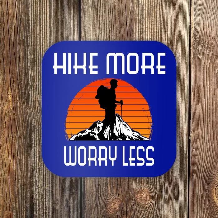 Hike More Worry Less Trekking Hiking Vacay Vibes Gift Coaster