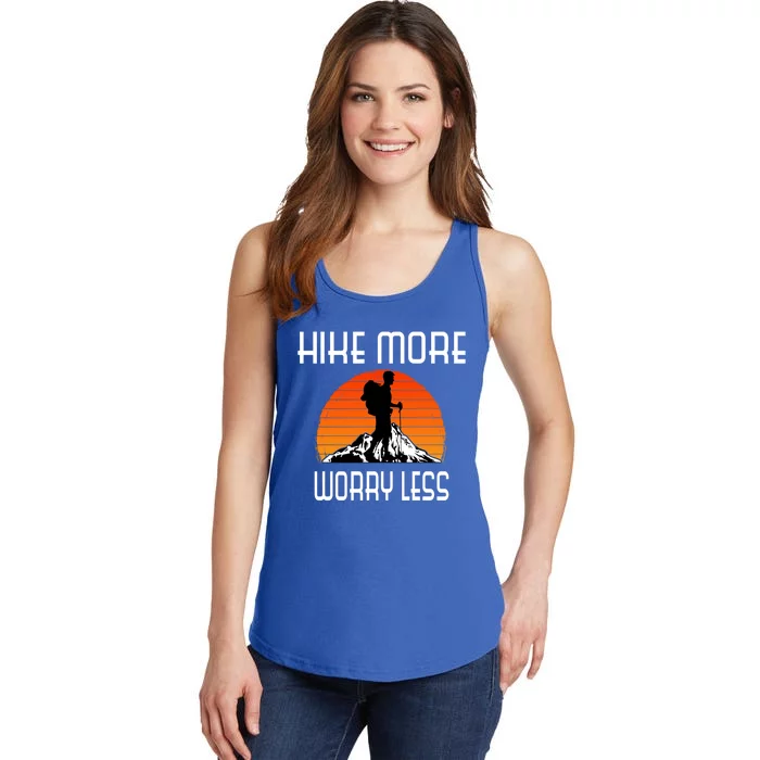 Hike More Worry Less Trekking Hiking Vacay Vibes Gift Ladies Essential Tank