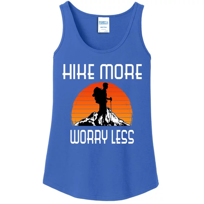 Hike More Worry Less Trekking Hiking Vacay Vibes Gift Ladies Essential Tank