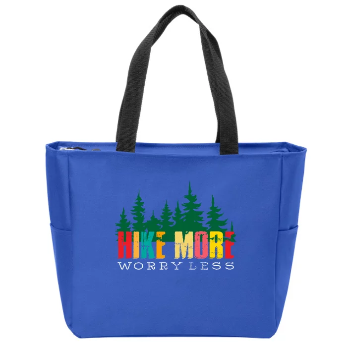 Hike More Worry Less Mountain Camping Gift Zip Tote Bag