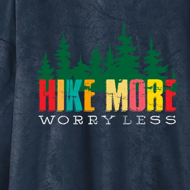 Hike More Worry Less Mountain Camping Gift Hooded Wearable Blanket