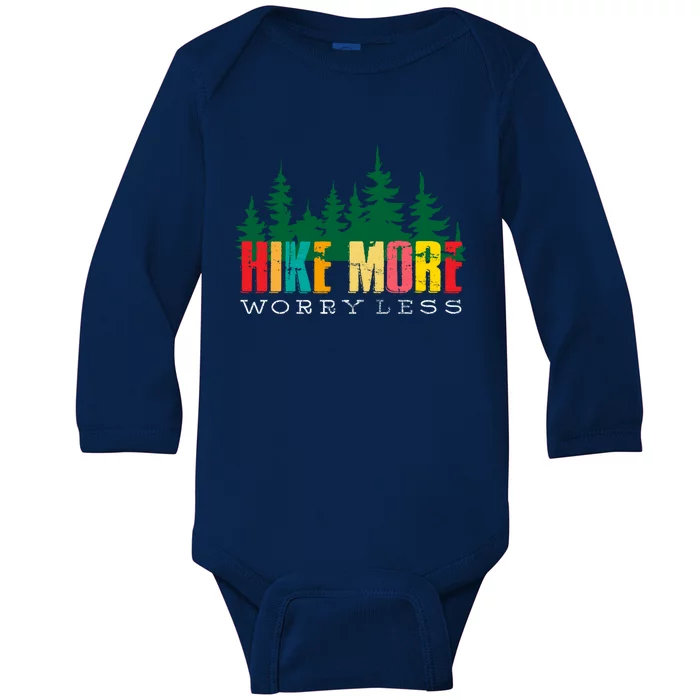 Hike More Worry Less Mountain Camping Gift Baby Long Sleeve Bodysuit