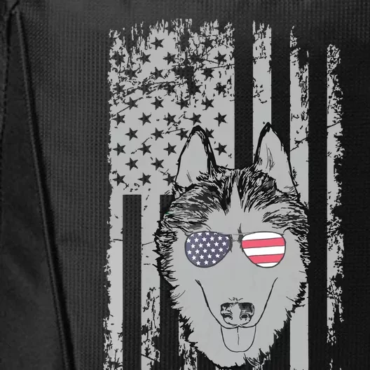 Husky Men Women Siberian Husky Lover Gift USA Flagn City Backpack