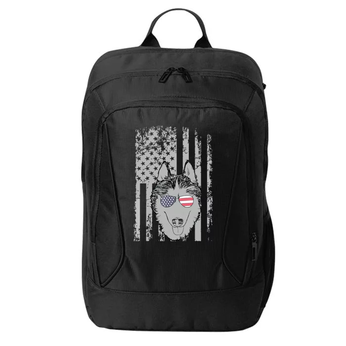 Husky Men Women Siberian Husky Lover Gift USA Flagn City Backpack