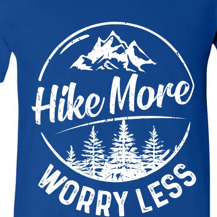 Hike More Worry Less Gift Funny Hiking Camping Lovers Hiker Gift V-Neck T-Shirt