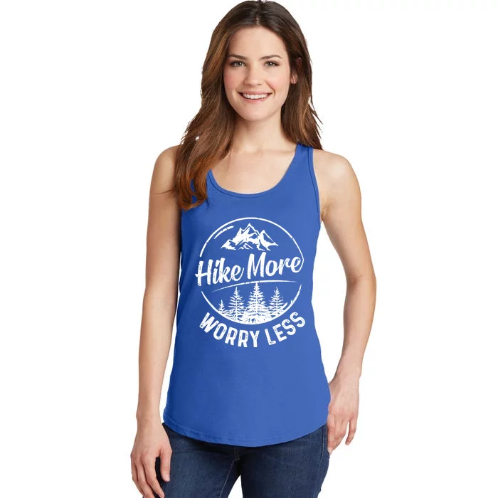 Hike More Worry Less Gift Funny Hiking Camping Lovers Hiker Gift Ladies Essential Tank