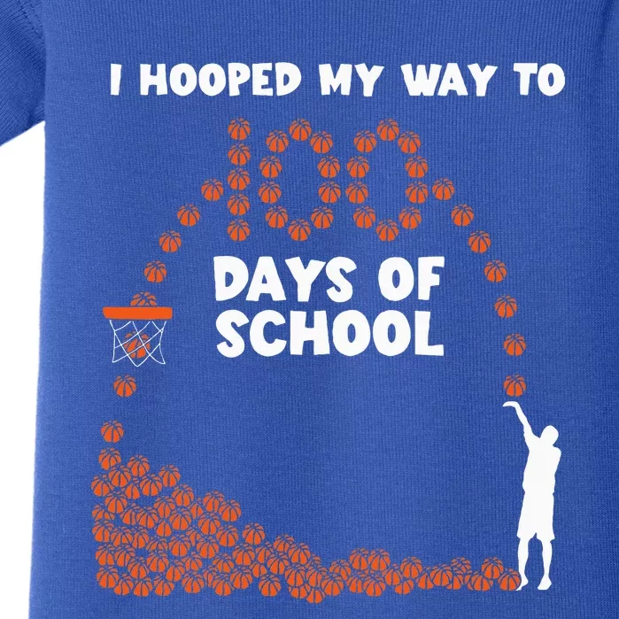 Hooped My Way 100 Days School Basketball 100th Day Baby Bodysuit