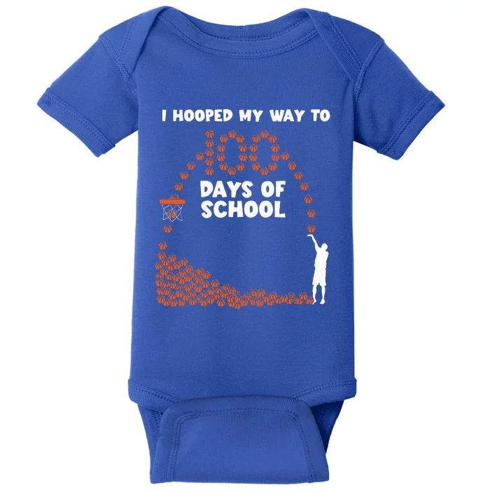 Hooped My Way 100 Days School Basketball 100th Day Baby Bodysuit