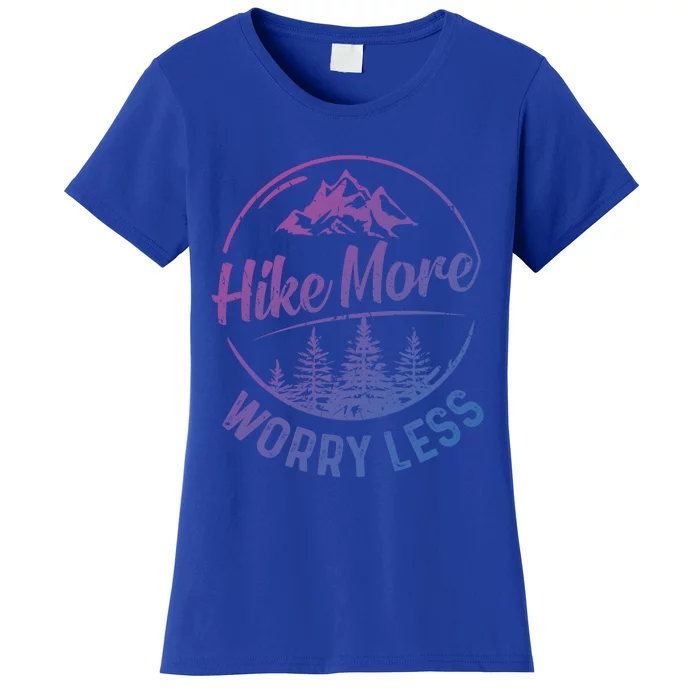 Hike More Worry Less Gift Funny Hiking Camping Lovers Hiker Gift Women's T-Shirt