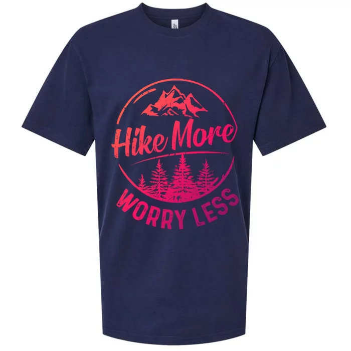 Hike More Worry Less Gift Funny Hiking Camping Lovers Hiker Gift Sueded Cloud Jersey T-Shirt