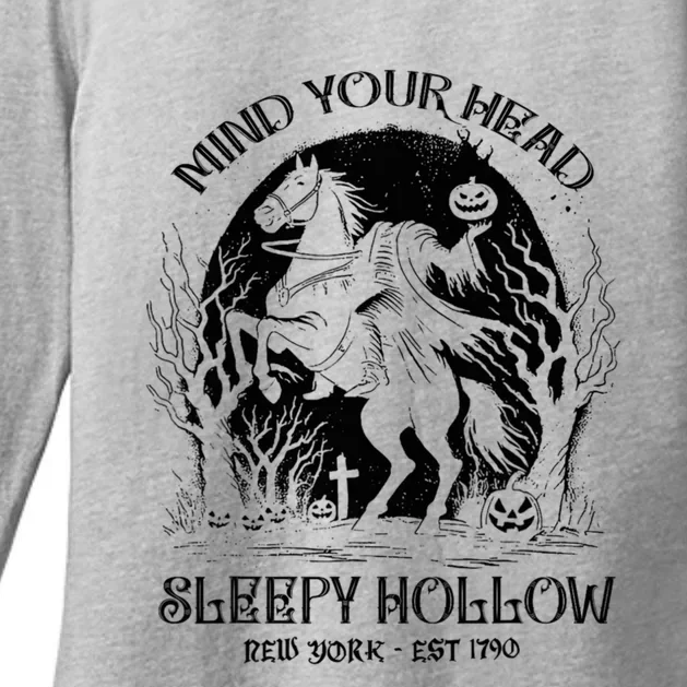 Halloween Mind Your Head Sleepy Hollow Headless Horseman Womens CVC Long Sleeve Shirt