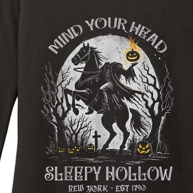 Halloween Mind Your Head Sleepy Hollow Headless Horseman Womens CVC Long Sleeve Shirt