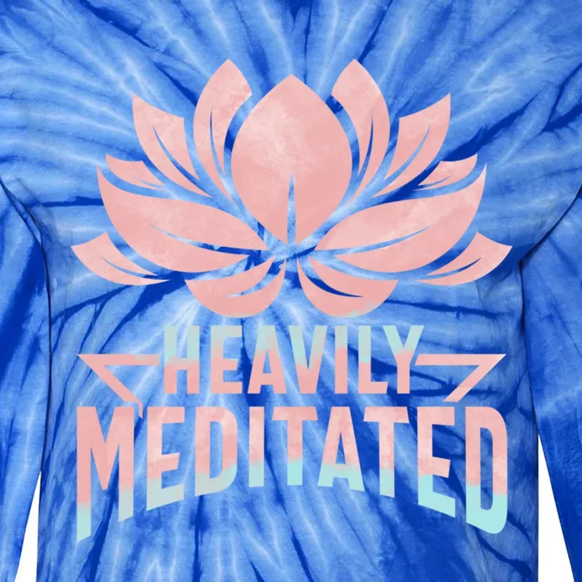 Heavily Meditated Yoga Pun Great Gift Lotus Flower Cool Gift Tie-Dye Long Sleeve Shirt