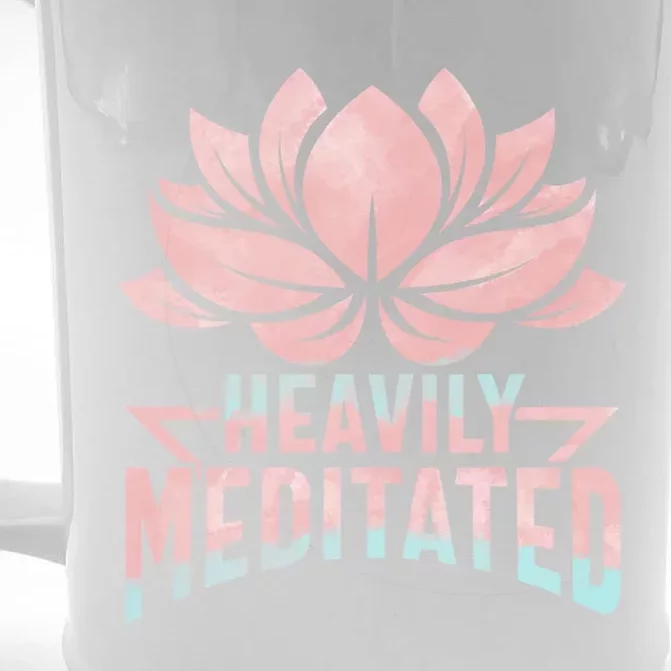 Heavily Meditated Yoga Pun Great Gift Lotus Flower Cool Gift Front & Back Beer Stein