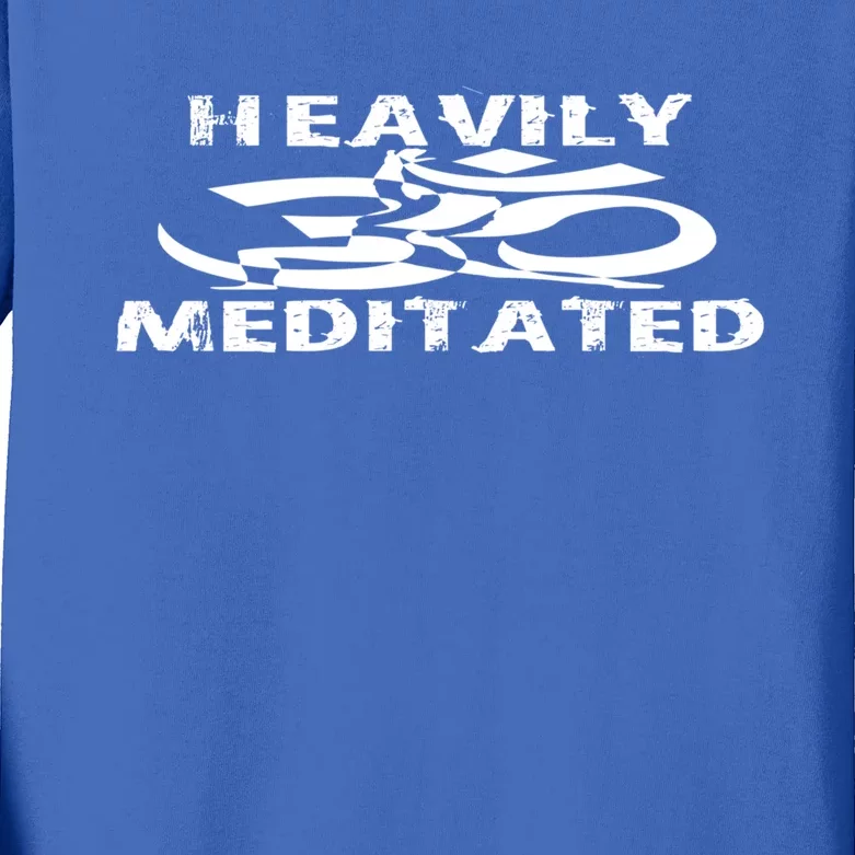 Heavily Meditated Yoga Funny Cool Gift Kids Long Sleeve Shirt