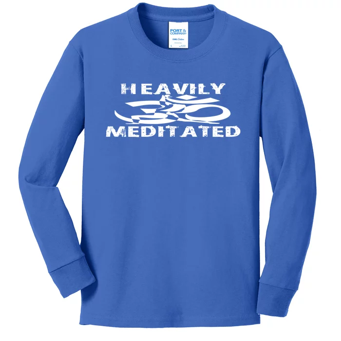 Heavily Meditated Yoga Funny Cool Gift Kids Long Sleeve Shirt