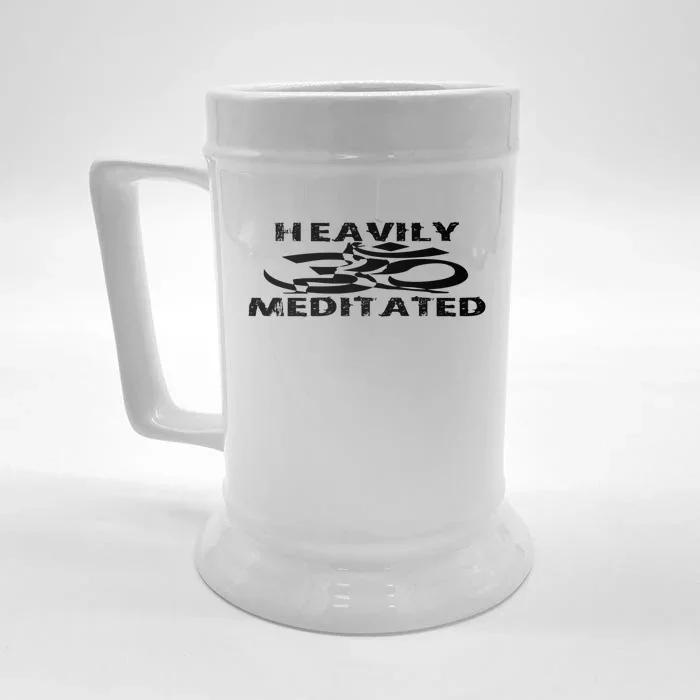 Heavily Meditated Yoga Funny Cool Gift Front & Back Beer Stein