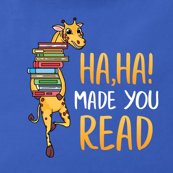 Haha Made You Read Giraffe Funny English Teacher Reading Gift Zip Tote Bag