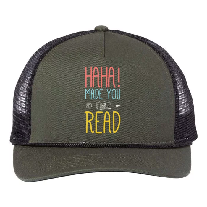 Haha Made You Read Cute School Teacher Librarian Gifts Retro Rope Trucker Hat Cap