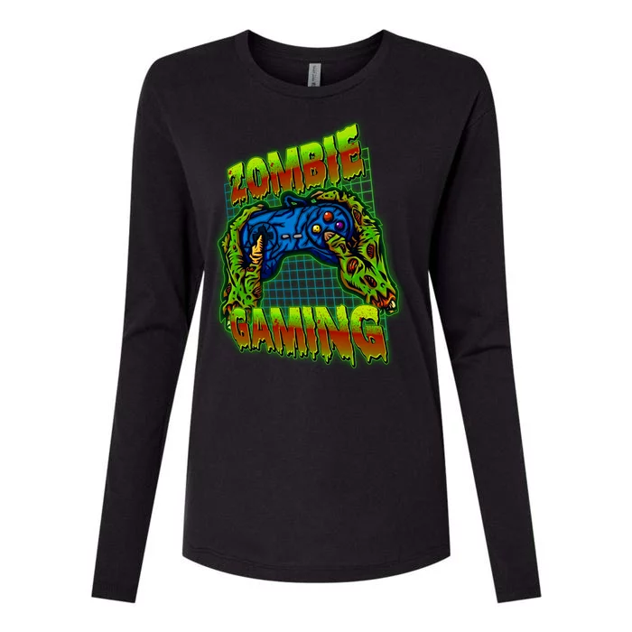 Halloween Monster Zombie Gaming Video Gamer Addict Womens Cotton Relaxed Long Sleeve T-Shirt