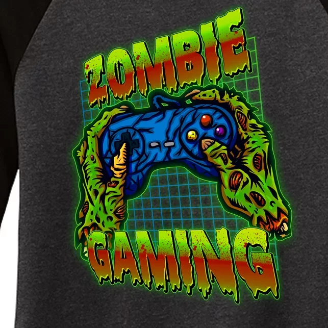 Halloween Monster Zombie Gaming Video Gamer Addict Women's Tri-Blend 3/4-Sleeve Raglan Shirt