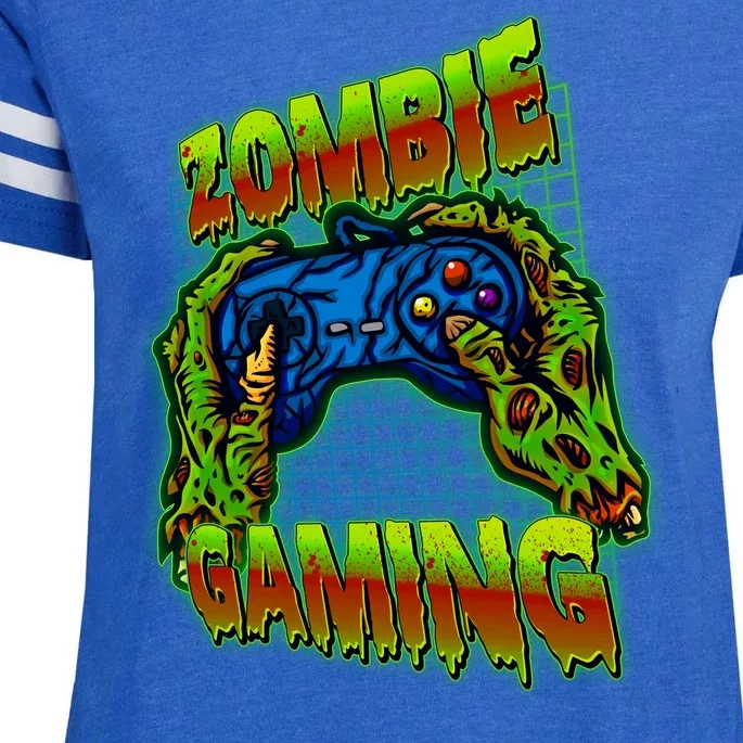 Halloween Monster Zombie Gaming Video Gamer Addict Enza Ladies Jersey Football T-Shirt