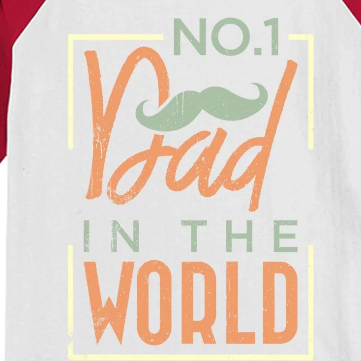 Humor No 1 Dad In The World Fathers Day Gift Kids Colorblock Raglan Jersey