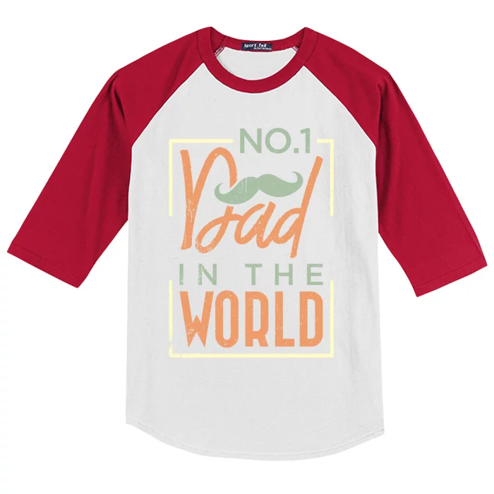 Humor No 1 Dad In The World Fathers Day Gift Kids Colorblock Raglan Jersey