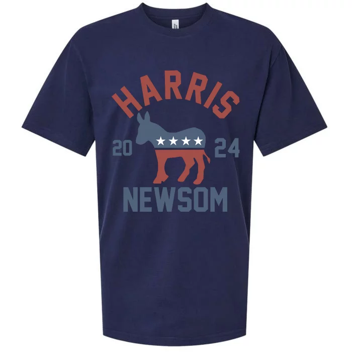 Harris Newsom 2024 For President Kamala Harris Gavin Newsom Sueded Cloud Jersey T-Shirt