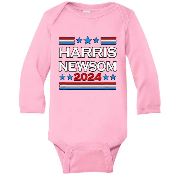 Harris Newsom 2024 For President Baby Long Sleeve Bodysuit