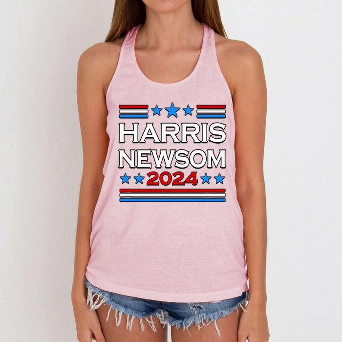 Harris Newsom 2024 For President Women's Knotted Racerback Tank