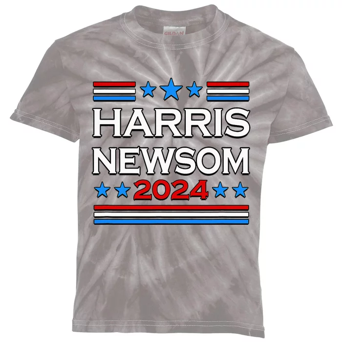 Harris Newsom 2024 For President Kids Tie-Dye T-Shirt