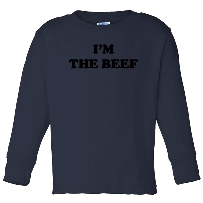 Hot New 2021 I'm The Beef Love Funny White Father's Day Toddler Long Sleeve Shirt