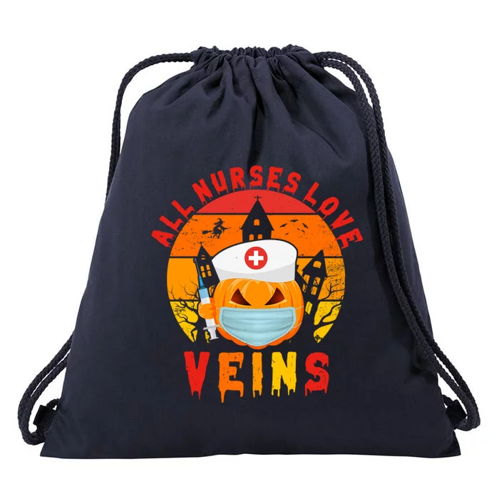 Halloween Nurse All Nurses Love Veins Vampire Cool Gift Drawstring Bag